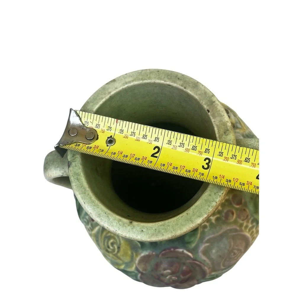 Antique Roseville Rozane Double Handle Roses Floral Art Pottery Vase 6.5